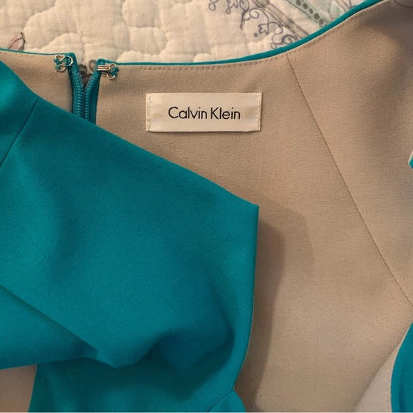 Calvin Klein rich turquoise dress, 10. Ruching, back zip & sweetheart neckline - Picture 4 of 4